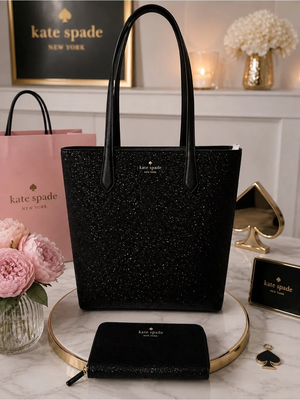 ✨ Kate Spade New York Glitter Fabric Tote + Wallet Set ✨ NEW